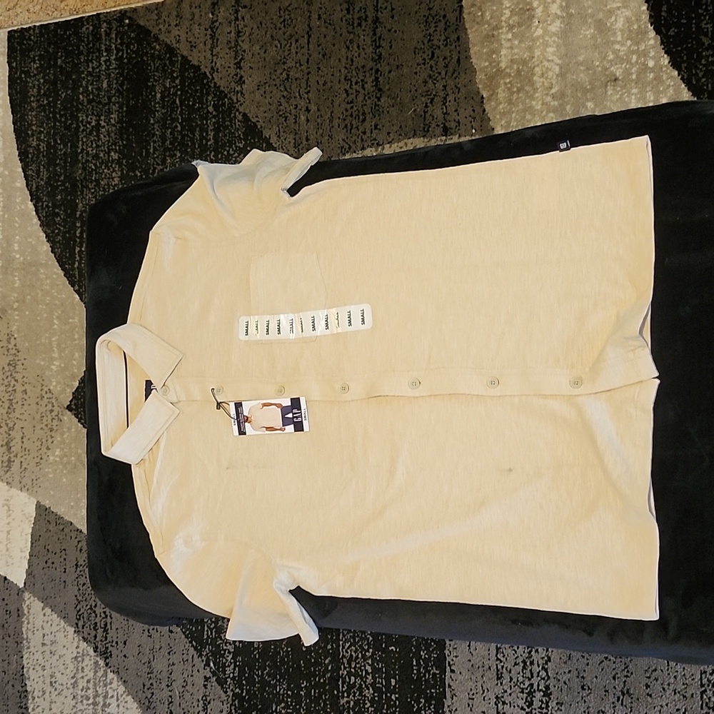 Short sleeve cream button down
